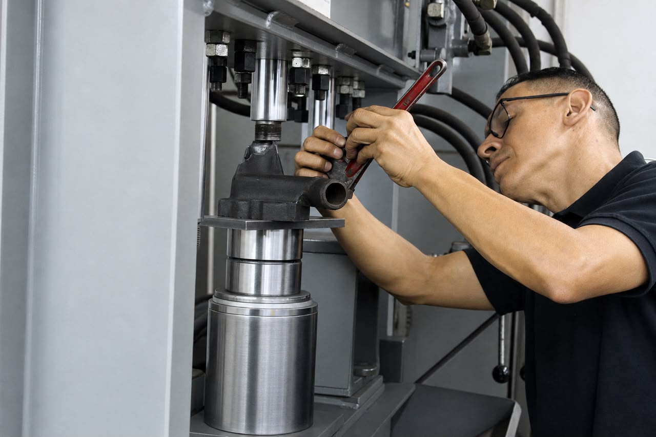 Técnico REYBO reparando una bomba de agua en el taller
